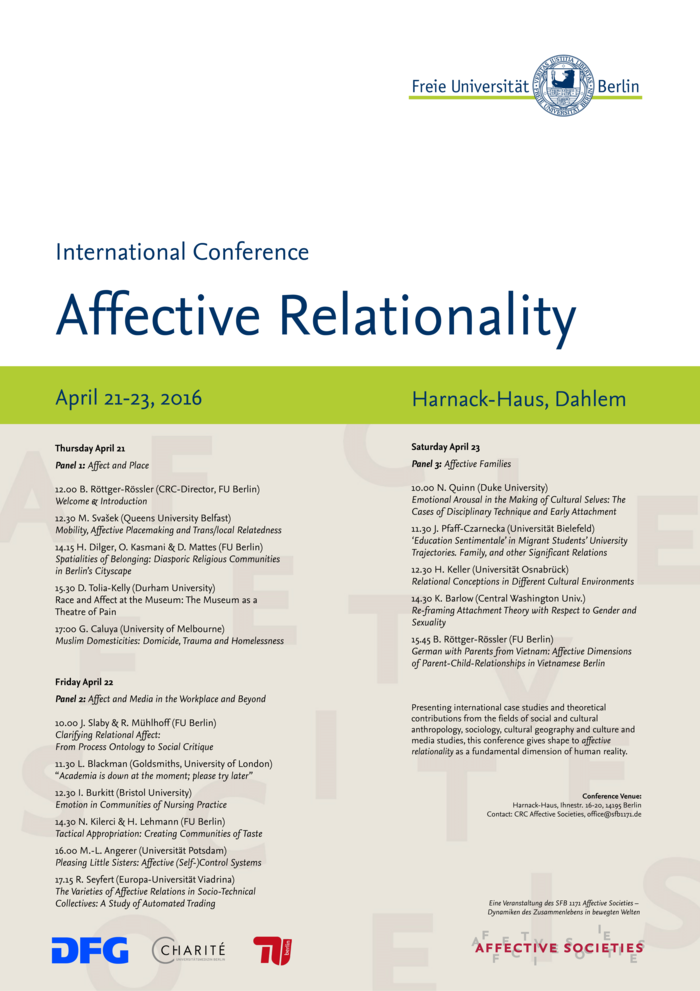 Tagungsposter: Affective Relationality