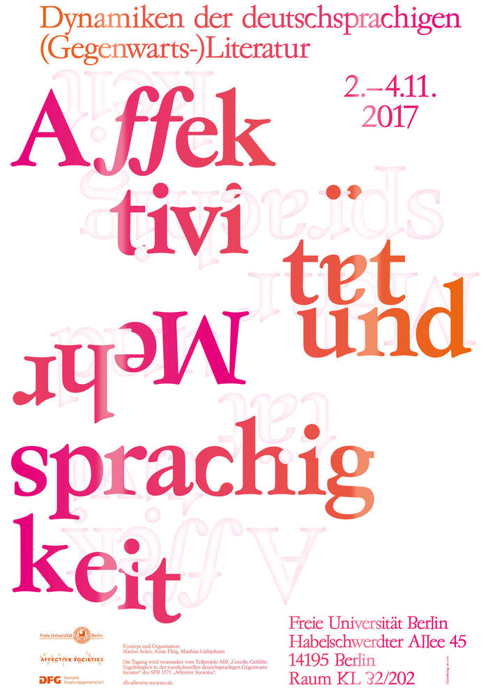 Poster der Tagung 'Affektivität und Mehrsprachigkeit' (Design: m--s.cc)