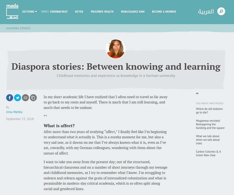 Diaspora Stories: Between Knowing and Learning (Cover)