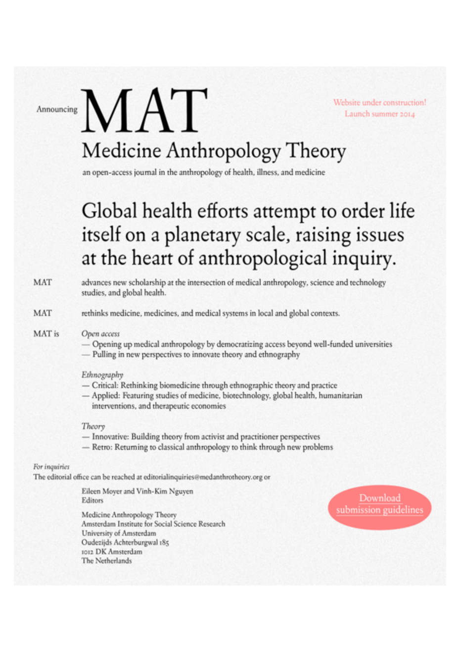 Medicine Anthropology Theory (Cover)