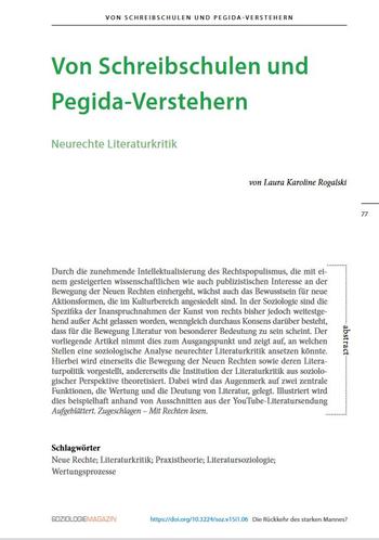 Rogalski 2022 - Von Schreibschulen und Pegida-Verstehern
