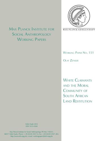 White Claimants and the Moral Community of South African Land Restitution (Cover)