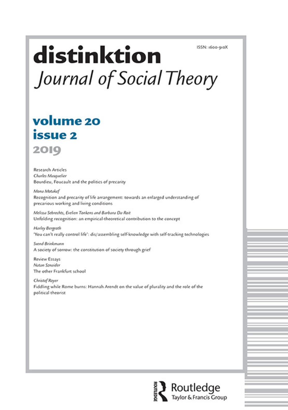 distinktion - Journal of Social Theory (Cover)