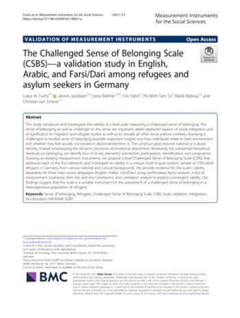 The Challenged Sense of Belonging Scale (CSBS)