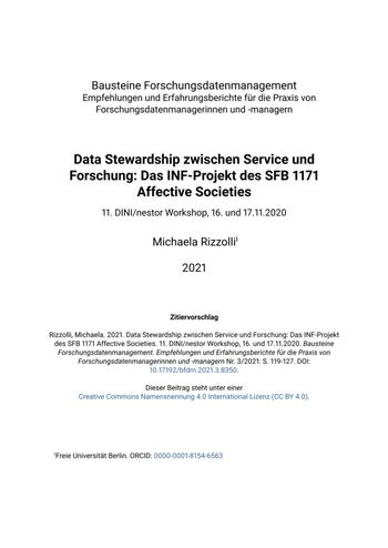Data Stewardship zwischen Service und Forschung