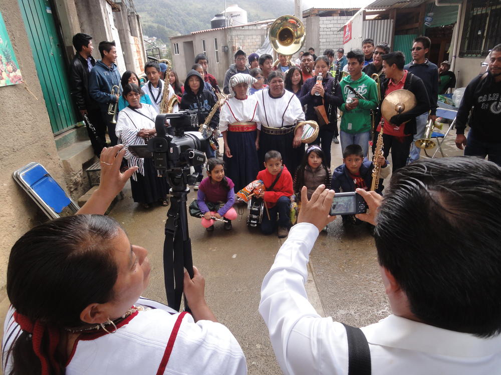 Videographers Recording at the Santa Rosa de Lima Fiesta in Tamazulapam Mixe, Mexico 2015, Photo:Ingrid Kummels